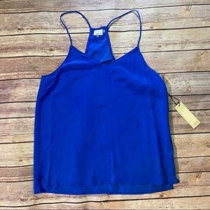 Ecru Cobalt Blue Silk Tank Size Small